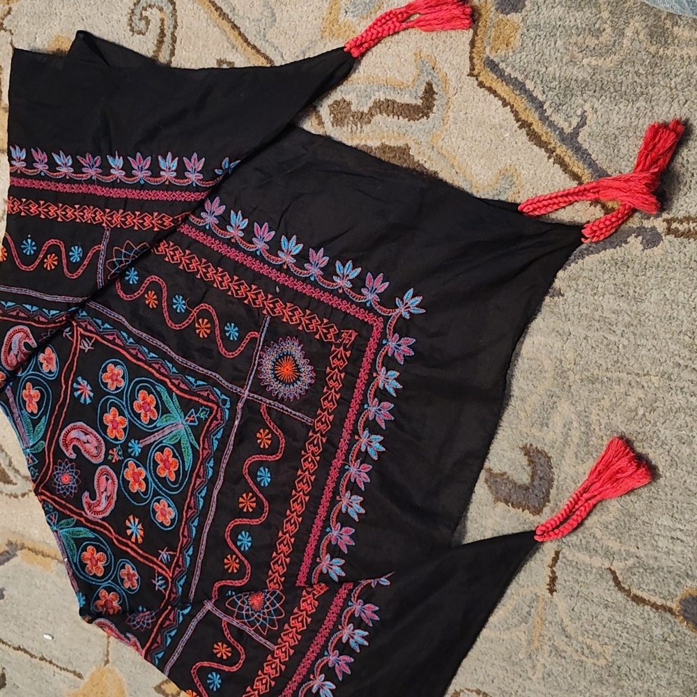 Johnny Was cotton embroidered scarf